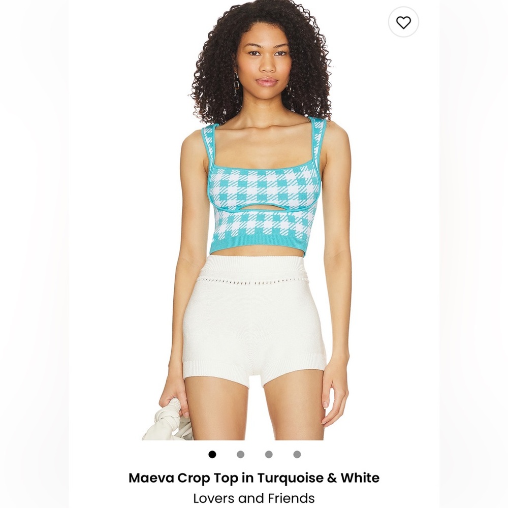 Maeva Crop Top In Turquoise & White